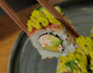 Close up of a sushi roll