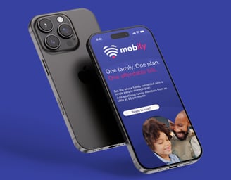 Mobily family plan advertisement shown on an iPhone