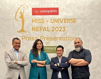 organiser team members and Miss Universe Nepal 2023 setup