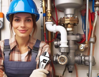 A woman ready to handle plumbing in every emergency situation. You can count on our services.