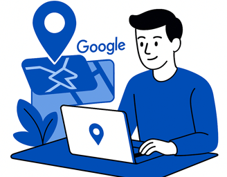 Homme avec un ordinateur qui modifie le référencement sur Google