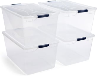 a set of four clear plastic storage containers