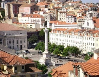 Lisbon -Statue of King Pedro IV on top of a column at Rossio Square