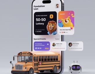 a school bus with a school bus app on the screen