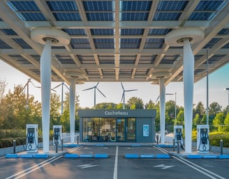 a solar powered electric charging station with solar panels