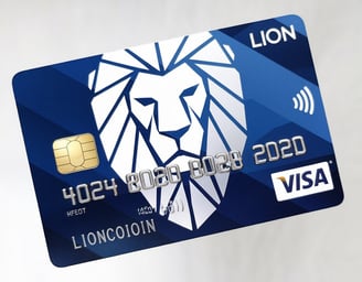 a lion head on a credit card