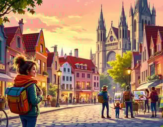 A scenic view of a European city, showcasing the beauty of backpacking Europe on a budget.