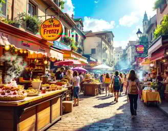 a woman walking down a street in a city