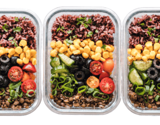 Meal prepped boxes for a body transformation