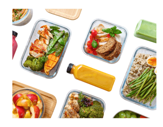 A table full of meal prepped gym meals