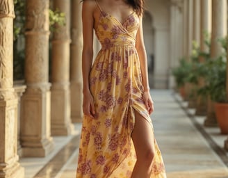 AI Model - Modeling a floral summer dress