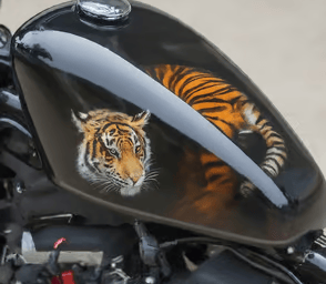 a tiger cubby tiger on a motorcycle