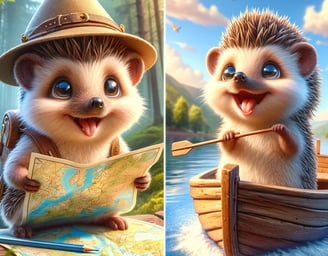 two pictures of a hedgehog and a hedgehog