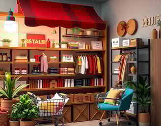 This is an image of a shopping store with lots of products