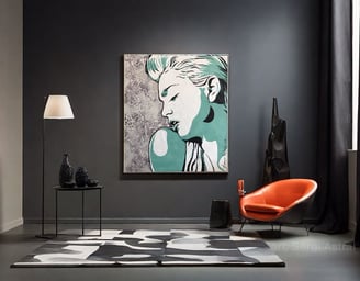 Decoração contemporânea da sala de estar com quadros modernos