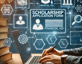 A student filling out a scholarship application