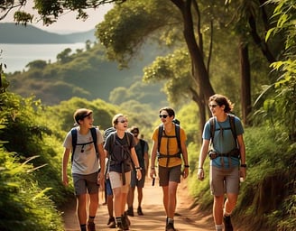 trekking on hilly paths