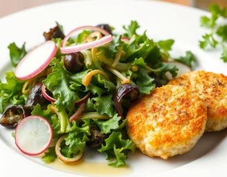 a salad with Toss mixed greens, arugula, or spinach with shaved fennel, thin-sliced radish, and a sp