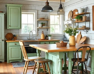 a kitchen with a table and chairs and a kitchen
