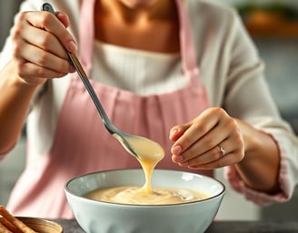 woman making cheesecake filling