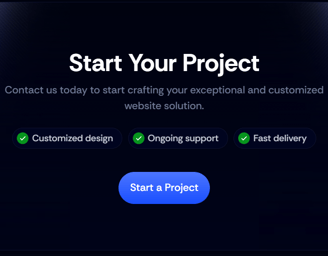 a website page with a blue and black background