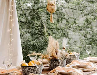 a table setting with a table setting for a dinner