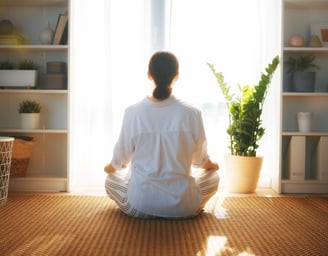 a woman sitting on the floor and looking out the window