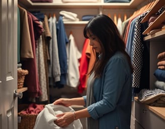 woman cleaning out a closet