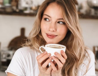 woman drinking coffee