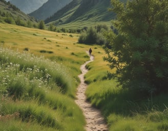 man in gray jacket and black backpack standing on green grass field near mountain during daytime