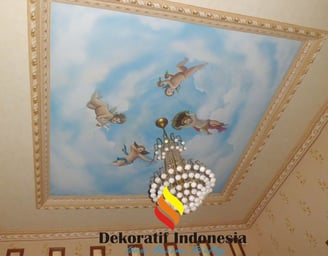 Jasa Cat Plafon Rumah Motif Awan