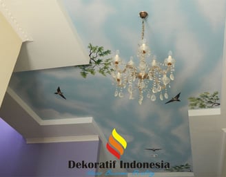Jasa Cat Motif Awan Plafon Rumah
