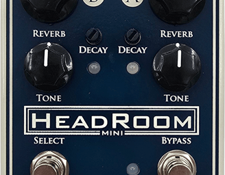 Top-down view of the HeadRoom Mini with clearly visible knobs for tone and level on both channels. 