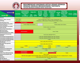 Jadwal vaksinasi dewasa 2025 versi PAPDI berdasarkan kondisi medis tertentu