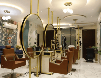An image showing interiors of Salon XVI , makeup salon for photoshoot makeup in Karnal