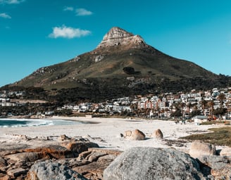 Camps Bay beach with a view of Lions Head