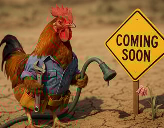 a roostertailed chicken with a hose attached to a hose