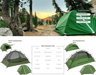 Clostnature lightweight backpacking tent pitched at a campsite under a starry night sky