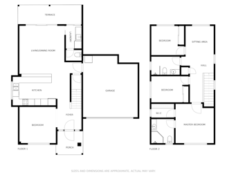 2D B&W floor plan without dimensions
