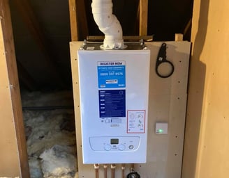 a central heating boiler in a loft