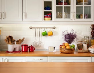 a kitchen counter top with a wooden counter top In Port Coquitlam