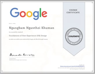 Certificate for Foundations of User Experience (UX) Design by Google