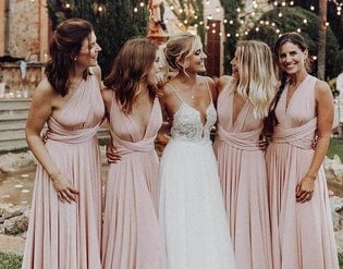 a bridesmaid in a wedding dress with a bridesmaid