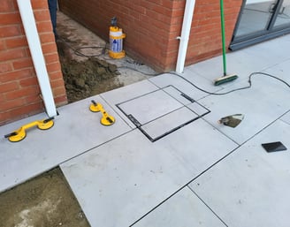 Porcelain paving being laid in acle, norfolk