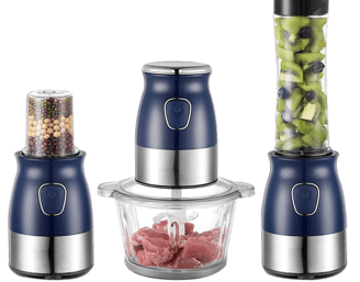 a blender with a chopper and a grinder