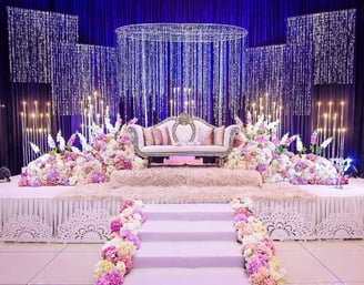 a stage with a couch and a couch