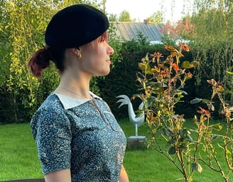 Robe années 1940 cousue pour un défilé de reconstitution historique