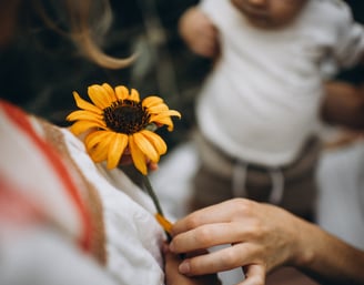 image, enfant, fleur, petite main