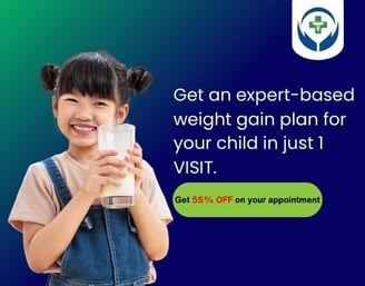 Get an expert-based weight gain plan for your child in just 1 visit. Book an appointment now.