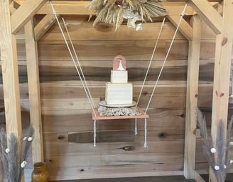 Custom sawed lumber used to make a wedding cake holder.